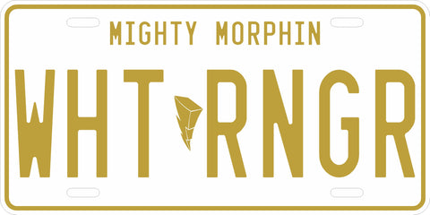 White Mighty Morphin' Ranger License Plate