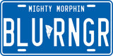 Blue Mighty Morphin' Ranger License Plate